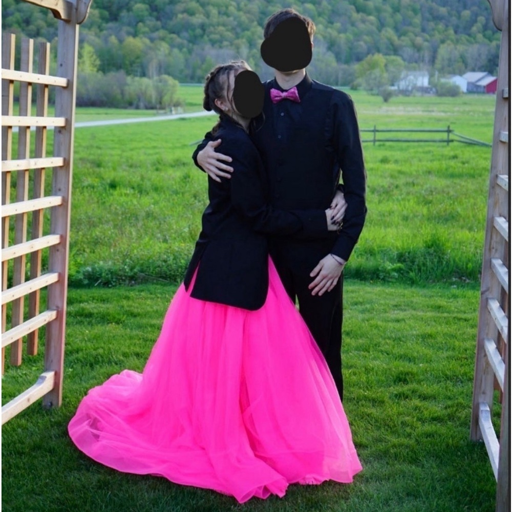 Hot pink La Femme prom dress
